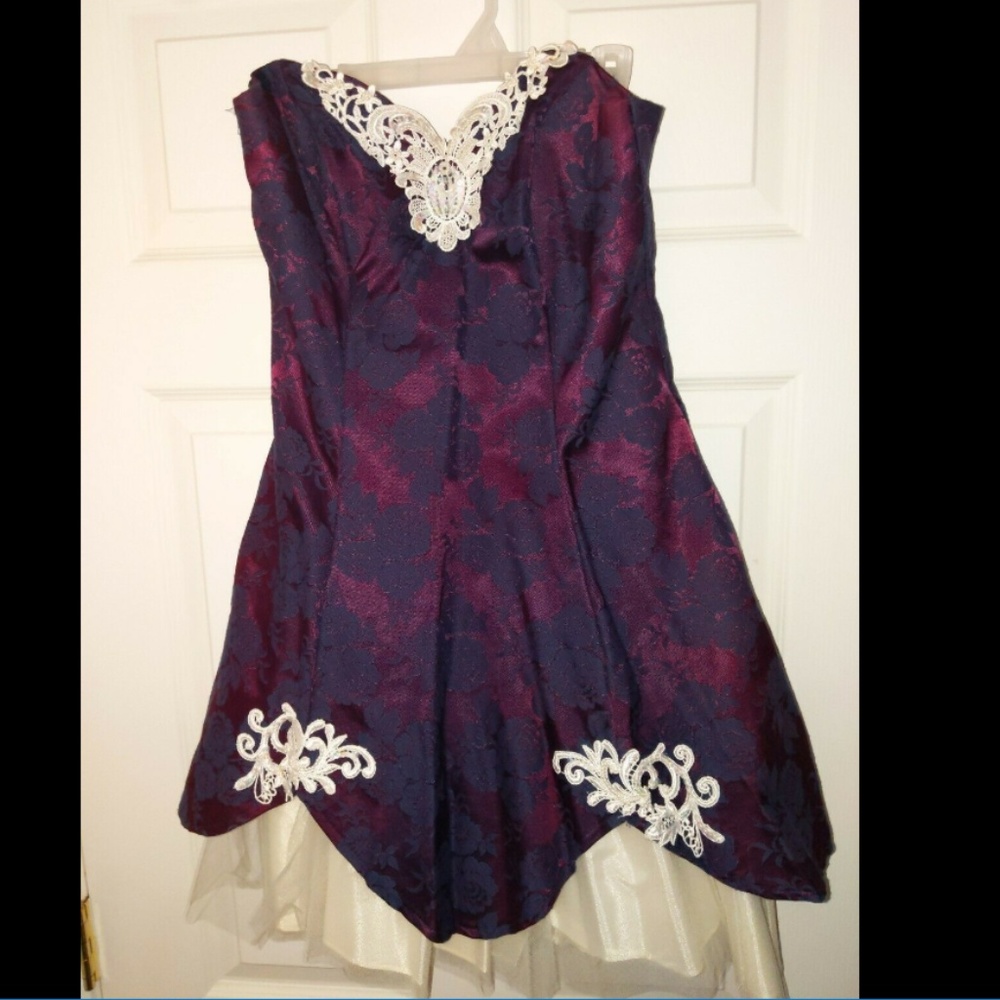 Roberta Purple Embroidered and Lace Formal Dress